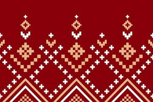Red traditional ethnic pattern paisley flower Ikat background abstract Aztec African Indonesian Indian seamless pattern for fabric print cloth dress carpet curtains and sarong vector