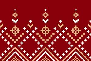 Red traditional ethnic pattern paisley flower Ikat background abstract Aztec African Indonesian Indian seamless pattern for fabric print cloth dress carpet curtains and sarong vector