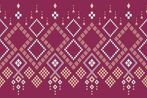 Pink Cross stitch colorful geometric traditional ethnic pattern Ikat seamless pattern border abstract design for fabric print cloth dress carpet curtains and sarong Aztec African Indian Indonesian vector