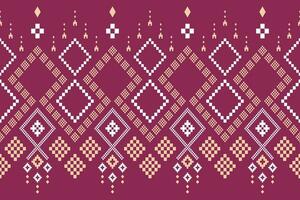 Pink Cross stitch colorful geometric traditional ethnic pattern Ikat seamless pattern border abstract design for fabric print cloth dress carpet curtains and sarong Aztec African Indian Indonesian vector