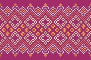 Pink traditional ethnic pattern paisley flower Ikat background abstract Aztec African Indonesian Indian seamless pattern for fabric print cloth dress carpet curtains and sarong vector