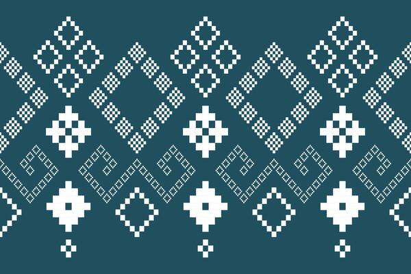 Indigo navy blue geometric traditional ethnic pattern Ikat seamless pattern border abstract design for fabric print cloth dress carpet curtains and sarong Aztec African Indian Indonesian