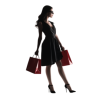 ai generato silhouette di un' donna con shopping borse png