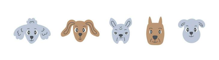 Funny dog head vector set