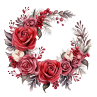 AI generated Rose Wreath watercolor png
