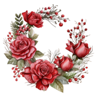 AI generated Rose wreath watercolor png