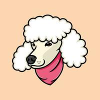 ilustración de un caniche perro vistiendo un rosado pañuelo. vector