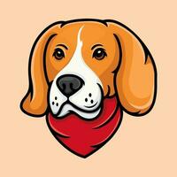 illustration of a beagle dog wearing a red bandana. vector