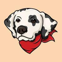 illustration of a dalmatian dog wearing a red bandana. vector