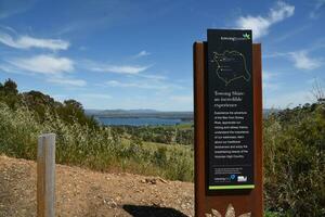 Bethanga, Victoria, Australia, - 29 October 2023 - Towong shire the Hume region in far North East Victoria with Scenic mountains view with Lake Hume from Kurrajong Gap Lookout. photo