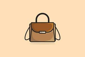 Luxury Women Handbag or Purse vector illustration. Beauty fashion objects icon concept. Ladies bright leather bag, female fashion accessories vector design.