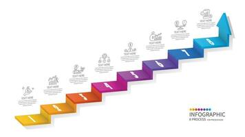 3d stair infographic elements design with 8 options, Steps or processes and marketing can be used for presentation. vector