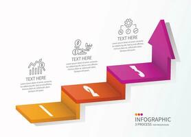 3d escalera infografía elementos diseño con 3 opciones, pasos o procesos y márketing lata ser usado para presentación. vector