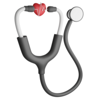 Heart stethoscope clipart flat design icon isolated on transparent background, 3D render medication and health concept png