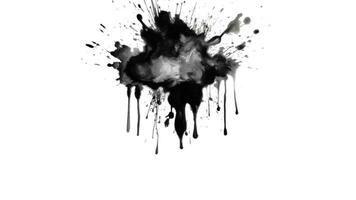 Black Ink Splash On a White Background With Wet Paint Drips. Alpha Matte Ink Texture video