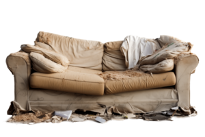 AI generated Destroyed sofa transparent png AI Generative