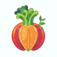 AI generated Various Weird Vegetable Avatar Icon Clip Art Sticker Decoration Simple Background photo