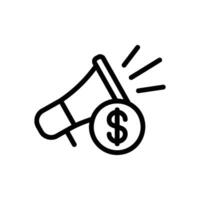 Paid Promote icon with megaphone and dollar vector