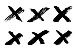 Hand drawn cross mark doodle set. Marker wrong sign clipart. Ink scribble checkbox. Single element vector