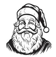 Santa Claus head hand drawn sketch New Year illustration Symbols and signs vector