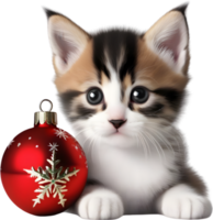 ai generiert ein süß Kätzchen mit ein Weihnachten Thema. KI-generiert. png