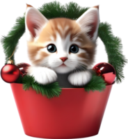 AI generated A cute kitten with a Christmas theme. AI-Generated. png