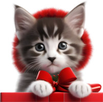 ai gegenereerd een schattig katje met een Kerstmis thema. ai-gegenereerd. png
