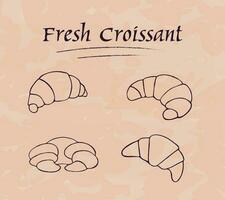 Fresh Baked Croissants. French fresh croissant template. Croissant icons for bakery shop, menu, cafe, bakery, etc. Food vector illustration.