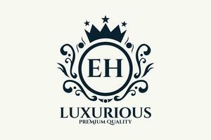 Initial  Letter EH Royal Luxury Logo template in vector art for luxurious branding  vector illustration.