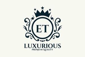 Initial  Letter ET Royal Luxury Logo template in vector art for luxurious branding  vector illustration.