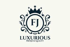 Initial  Letter FJ Royal Luxury Logo template in vector art for luxurious branding  vector illustration.