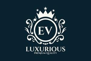 Initial  Letter EV Royal Luxury Logo template in vector art for luxurious branding  vector illustration.