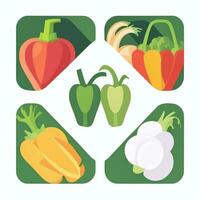 AI generated Various Weird Vegetable Avatar Icon Clip Art Sticker Decoration Simple Background photo