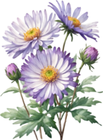 AI generated Watercolor wildflower clipart, AI-Generated. png