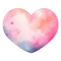 ai generato carino cuore forma acquerello clip arte, cuore simbolo di amore durante nel amore o su San Valentino giorno isolato su un' bianca sfondo png
