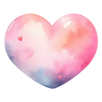 AI generated cute heart shape watercolor clip art, heart symbol of love during in love or on valentine day isolated on a white background png