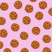 Cookies Pattern Pink Background Delicious Tasty Illustration Design Vector