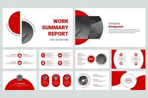 Red modern business work report slide presentation template vector