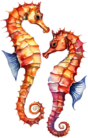 AI generated Watercolor painting of a seahorse. AI-Generated. png