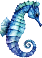 AI generated Watercolor painting of a seahorse. AI-Generated. png