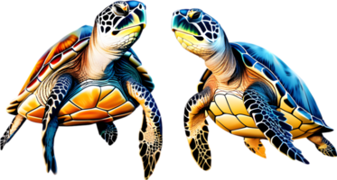 ai generiert Aquarell Gemälde von ein Meer Schildkröte. KI-generiert. png