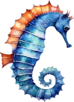 AI generated Watercolor painting of a seahorse. AI-Generated. png