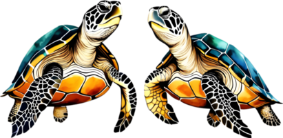 AI generated Watercolor painting of a sea turtle. AI-Generated. png
