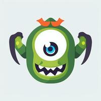 AI generated Cute Monster Portrait Avatar Clip Art Gamer Icon Sticker Decoration Simple Background photo