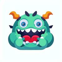 AI generated Cute Monster Portrait Avatar Clip Art Gamer Icon Sticker Decoration Simple Background photo