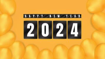 Minimal Happy New Year 2024 Celebration Greeting Background with Balloons vector