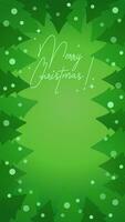 Christmas tree green Christmas story frame template. Background with Copy Space. vector