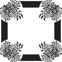 a black and white square frame with a floral design, Black and white floral frame with leaves silhouettes. floral ornament, floral frame with leaves silhouettes. floral ornament vector