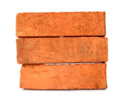 Cracked old red or orange bricks in stack isolated with clipping path in png file format