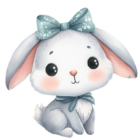 AI generated cute rabbit watercolor. bunny clip art realistic drawing on isolated white background png